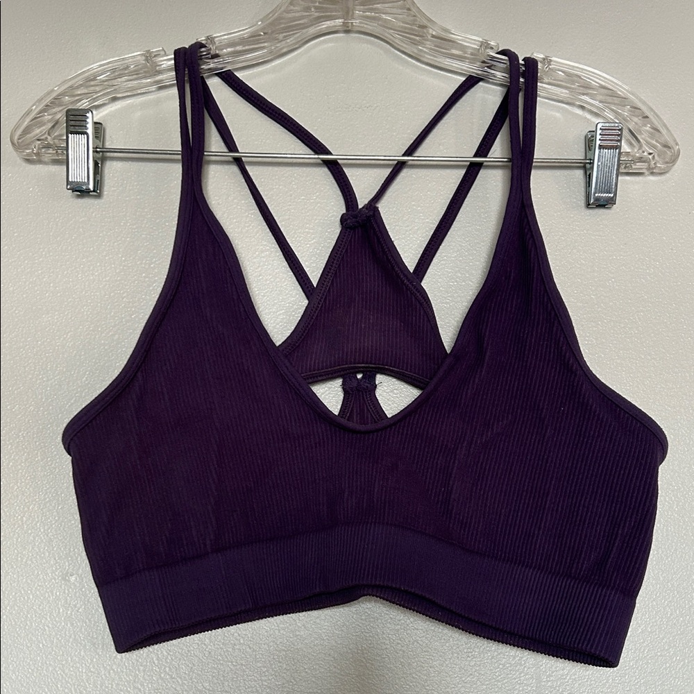 Free People Deep Purple Strappy Sports Bra size xl